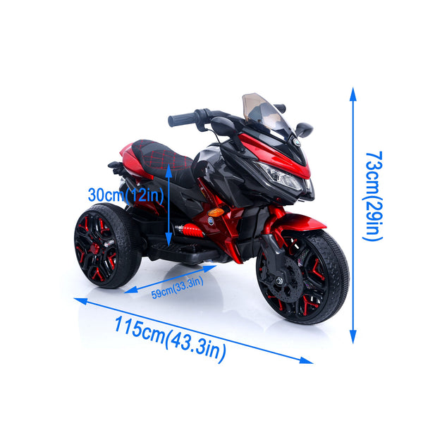 English Elm Kids Electric Ride on Motorbike with Led Wheels Pu Seat Bluetooth and Training Support W1760P252034