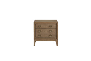 English Elm 3 Drawer Nightstand Latte Finish with USB Ports, Solid Wood & MDF, Felt Top & Cedar Bottom Drawers B2699P226101