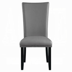 English Elm Modern Upholstered Side Chairs Set of 2 Gray Synthetic Leather Dining Chairs with Nailhead Trim, Black Legs, Comfortable Design for Entertaining B2741P336522