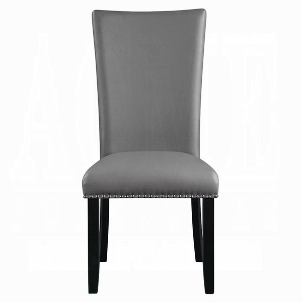 English Elm Modern Upholstered Side Chairs Set of 2 Gray Synthetic Leather Dining Chairs with Nailhead Trim, Black Legs, Comfortable Design for Entertaining B2741P336522