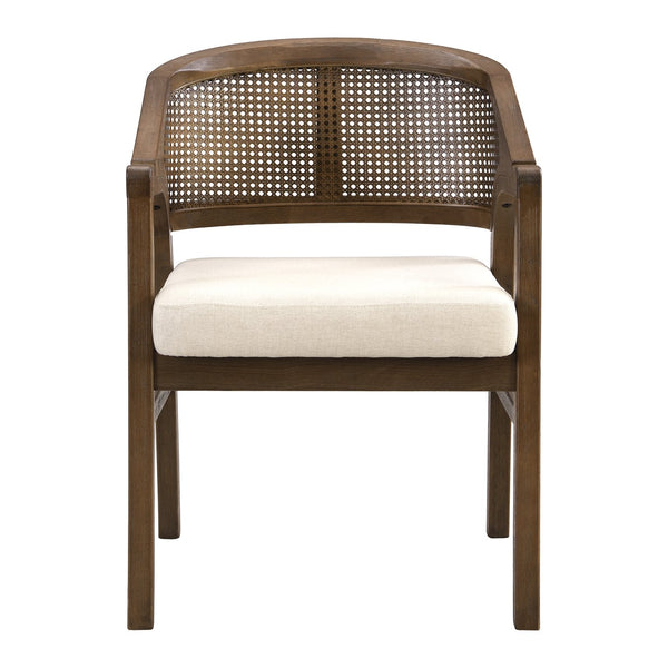 English Elm Christopher Knight Home® - 7PCS Mid-Century Modern 7-Piece Dining Set with Sculptural Pillar Table and Ergonomic Rattan Chairs Beige,Walnut N771P256965T_N771P195513T