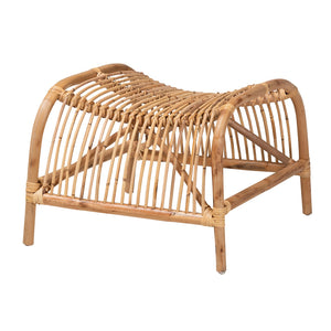 English Elm Modern Handcrafted Rattan Footstool Woven Openwork Frame Bohemian Accent Seat B2750P420361