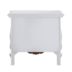 English Elm Formal Traditional White Nightstand with Shell & Scroll Details, 2 Drawers, Durable Elegant Wood B2741P324361