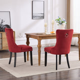 English Elm Classic Velvet Dining Chairs, High-End Tufted Solid Wood Contemporary Velvet Upholstered Dining Chair With Wood Legs Nailhead, Set Of 2,Burgundy, Wine Red,Sw2001Wr