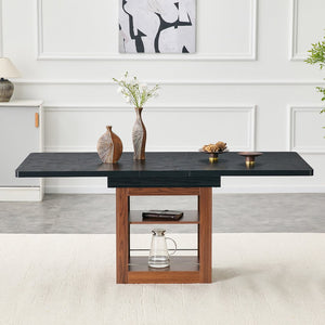 English Elm An Extendable Mdf Dining Table with Open Shelf Storage Seats up to Eight Black,Walnut W1151S04668