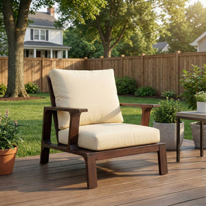 English Elm 2 Piece Acacia Wood Outdoor Sofa Set with Coffee Table and Weather Resistant Cushions N719P246161D