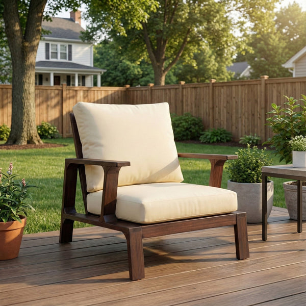 English Elm 2 Piece Acacia Wood Outdoor Sofa Set with Coffee Table and Weather Resistant Cushions N719P246161D