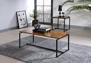 English Elm Jurgen Industrial 3PC Oak Top & Black Metal Sled Base Occasional Tables Set – Rectangular Pack B2726P278182