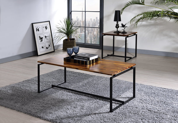 English Elm Jurgen Industrial 3PC Oak Top & Black Metal Sled Base Occasional Tables Set – Rectangular Pack B2726P278182