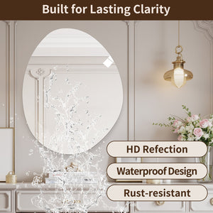 English Elm 40 Inch Asymmetrical Frameless Bathroom Mirror Hd Silver Glass Frosted Edge Vanity W2709P433557