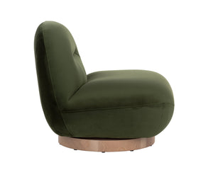 Sunpan Franze Swivel Lounge Chair - Stylish Comfort with Durable Performance Fabric and Blonde Ash Base Moss Green