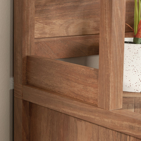 English Elm Hutch, Rustic Brown Finish Storage Solution With Display Shelves For Office, Dining, And Kitchen Spaces B356P367856