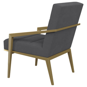English Elm Merriman Upholstered Metal Arm Accent Chair with Gold Frame, Sculpted Sloping Arms and Luxe Comfort (96) DARK GREY B062P299927