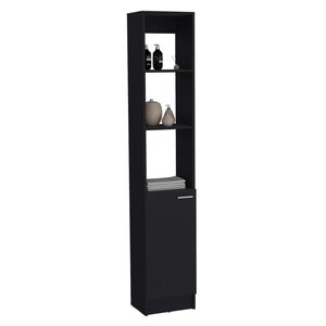 English Elm Linen tall storage cabinet with single door and 6 adjustable shelves, sleek handle and modern finish Black 46 L x 18.8 W x 5.11 H B097P199754
