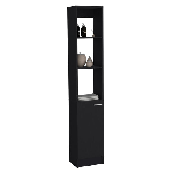 English Elm Linen tall storage cabinet with single door and 6 adjustable shelves, sleek handle and modern finish Black 46 L x 18.8 W x 5.11 H B097P199754