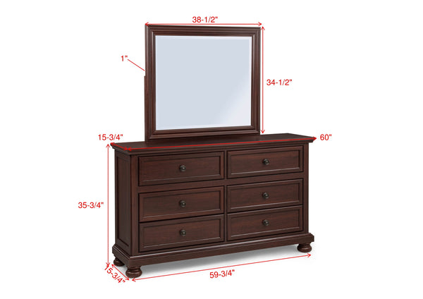 English Elm Contemporary Six Drawer Cherry Wood Dresser with Veneer Fronts for Master Bedroom B2741P457651
