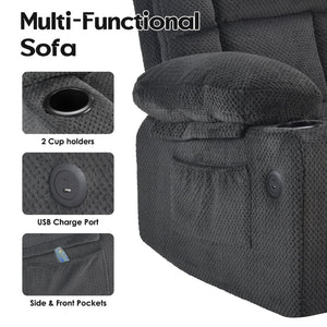 English Elm Power Lift Recliner Chair With Massage, Heat Therapy, Usb Ports & Cup Holders For Ultimate Comfort P1 T3623P380490-GIGA