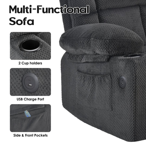 English Elm Power Lift Recliner Chair With Massage, Heat Therapy, Usb Ports & Cup Holders For Ultimate Comfort P1 T3623P380490-GIGA