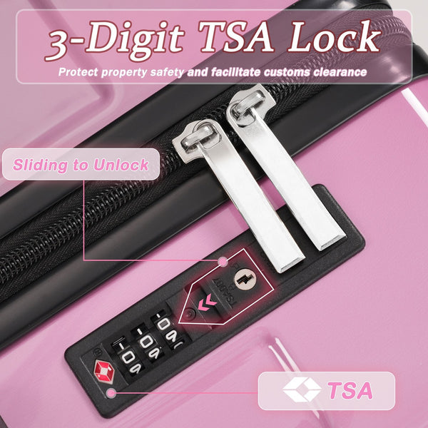 English Elm Luggage 3 Piece Polycarbonate Hardshell Set with Tsa Lock and Spinner Wheels N730P298383P