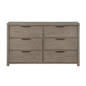 English Elm Contemporary Six Drawer Oak Veneer Dresser with Chrome Pulls for Master Bedroom B011P435300