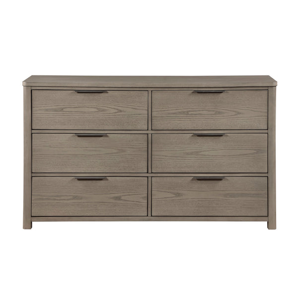 English Elm Contemporary Six Drawer Oak Veneer Dresser with Chrome Pulls for Master Bedroom B011P435300
