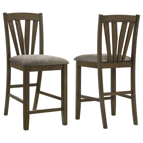 English Elm Maxine Solid Wood Counter Height Dining Chairs Set of 2 — Gray Upholstered Seats, Brown Finish, Comfortable Footrest B062P375406