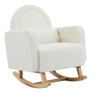 English Elm Christopher Knight Home® - Accent Rocking Chair In Cream Teddy Velvet - Ergonomic Design, Gentle Rocking, Ultimate Comfort! N765P263907W