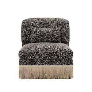 English Elm Armless Modular Sofa Leopard Chenille Upholstered Glam Living Room Accent Piece Khaki+Black W5656P454411