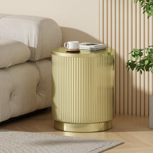 Christopher Knight Home® - Noble House - - Golden Round Side Table With Vertical Stripes