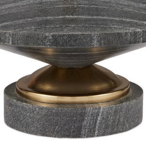 Jebel Table Lamp - Mid-Century Modern Design with Turned Stone, Warm Brass Accents & Beige Shade