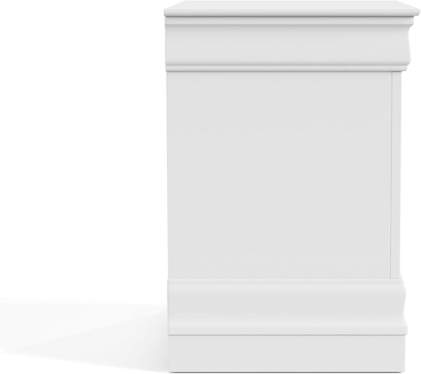 English Elm Light Gray Contemporary Nightstand Solid Rubberwood Dovetail Drawer Bedroom Storage White B2741P433360