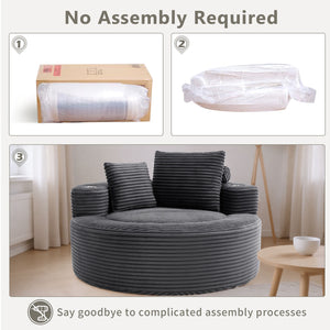 English Elm Round Cloud Sectional Sofa Bed with Memory Foam Cushions for Studio Living Spaces Dark Grey W3224P444286