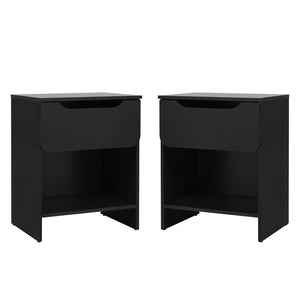 Simple Modern 1-Drawer Nightstand - Set of 2 Black DOMB4CBLC-2PK Walker Edison