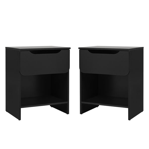 Simple Modern 1-Drawer Nightstand - Set of 2 Black DOMB4CBLC-2PK Walker Edison