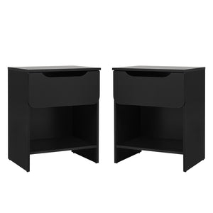 Simple Modern 1-Drawer Nightstand - Set of 2 Black DOMB4CBLC-2PK Walker Edison