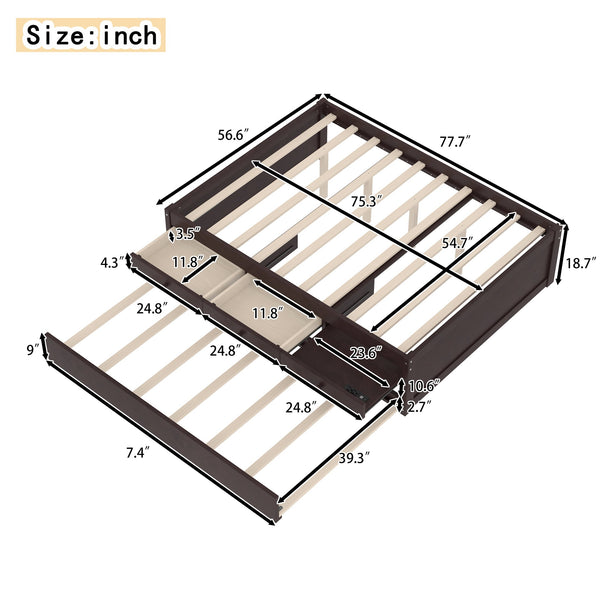 English Elm Twin Triple Metal Bunk Bed Matte Powder Coated Frame with Full Safety Guardrails W1580S00388