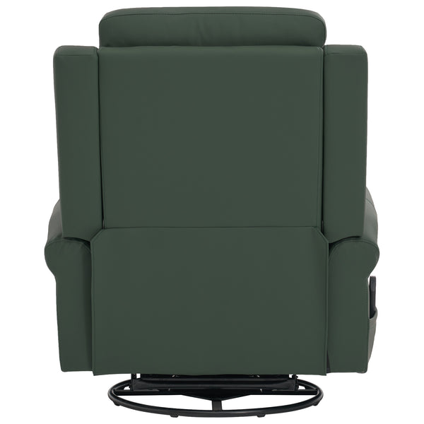 English Elm Manual Swivel Rocker Recliner Pu Leather Chair with Massage Heating and Pocket Spring Support Green N763P363558F