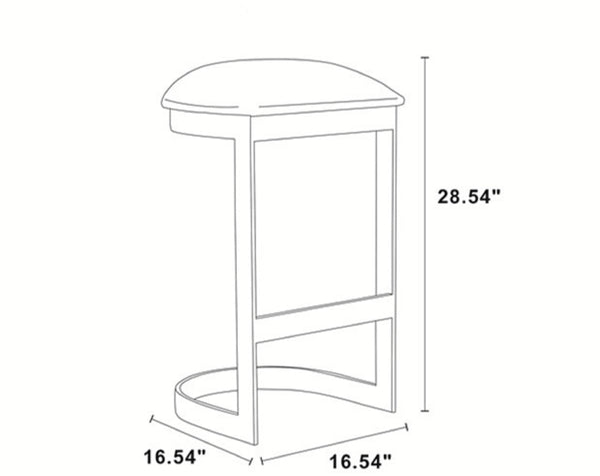English Elm Aura Metal Upholstered Barstool Blue — Backless Faux Leather Seat, Foam Padding, Brass Polished Base, 28.5" Height, No Assembly Needed B365P397988