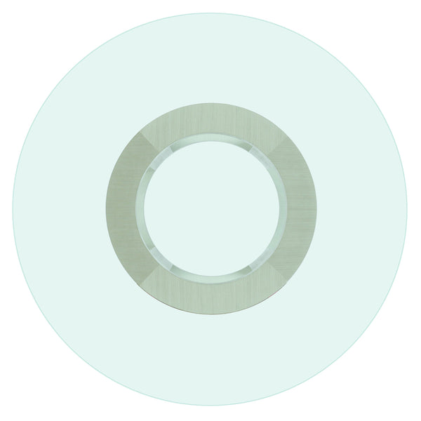 Bernhardt Bernhardt Axiom Round Dining Table With 60" Tempered Glass Top, Sculptural Circular Base, Seats 6 — Linear Gray Finish K1126