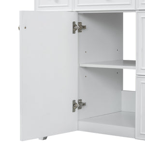 English Elm 36" 36-inch Transitional Bathroom Vanity with Ceramic Basin, Solid Wood Frame, Soft-Close Storage Elegance White N729P255663K
