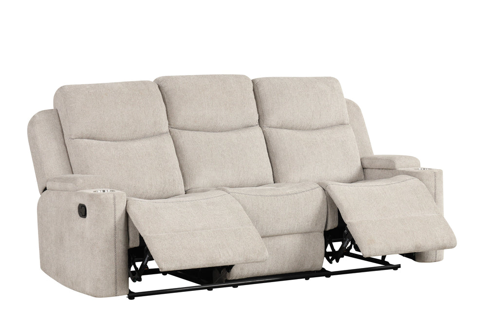English Elm Galya Light Gray Chenille Motion Sofa with Manual Recline, Pocket Coil Seats & Hidden Arm Storage B2726P289741