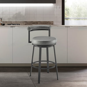 English Elm Reuben Swivel Counterstool with Faux Leather Seat and Industrial Black Metal Frame Gray B2736P464847