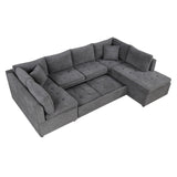 English Elm 117.3" Oversized Sectional Sofa U- Shaped Sofa Couch Pull-Out Sofa Bed With Two Throw Pillows For Living Room, Gray