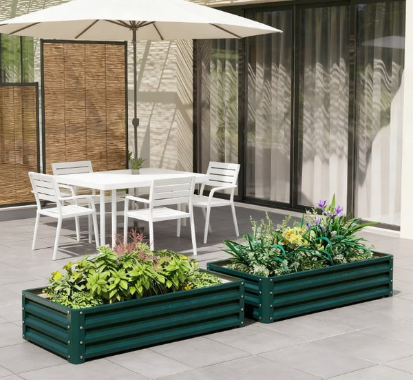 English Elm Outdoor Raised Planter Box with Drainage Reservoir for Herbs Vegetables Balcony T3971P423383