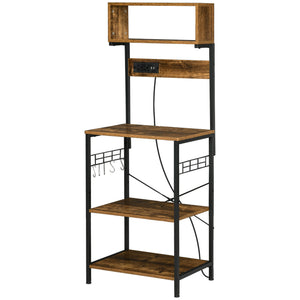 English Elm HOMCOM Mobile Kitchen Island Cart with Solid Wood Top, Drawer, Cabinet & Towel Rack for Dining Room Rustic Brown W2225P217421