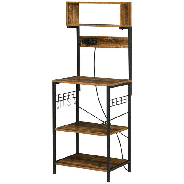 English Elm HOMCOM Mobile Kitchen Island Cart with Solid Wood Top, Drawer, Cabinet & Towel Rack for Dining Room Rustic Brown W2225P217421