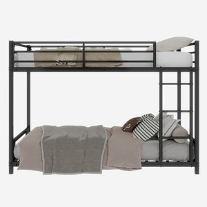 English Elm Metal Twin Over Twin Bunk Bed Heavy-Duty Sturdy Steel Frame with Noise-Reducing Slats & Guardrail Black W1935P235012