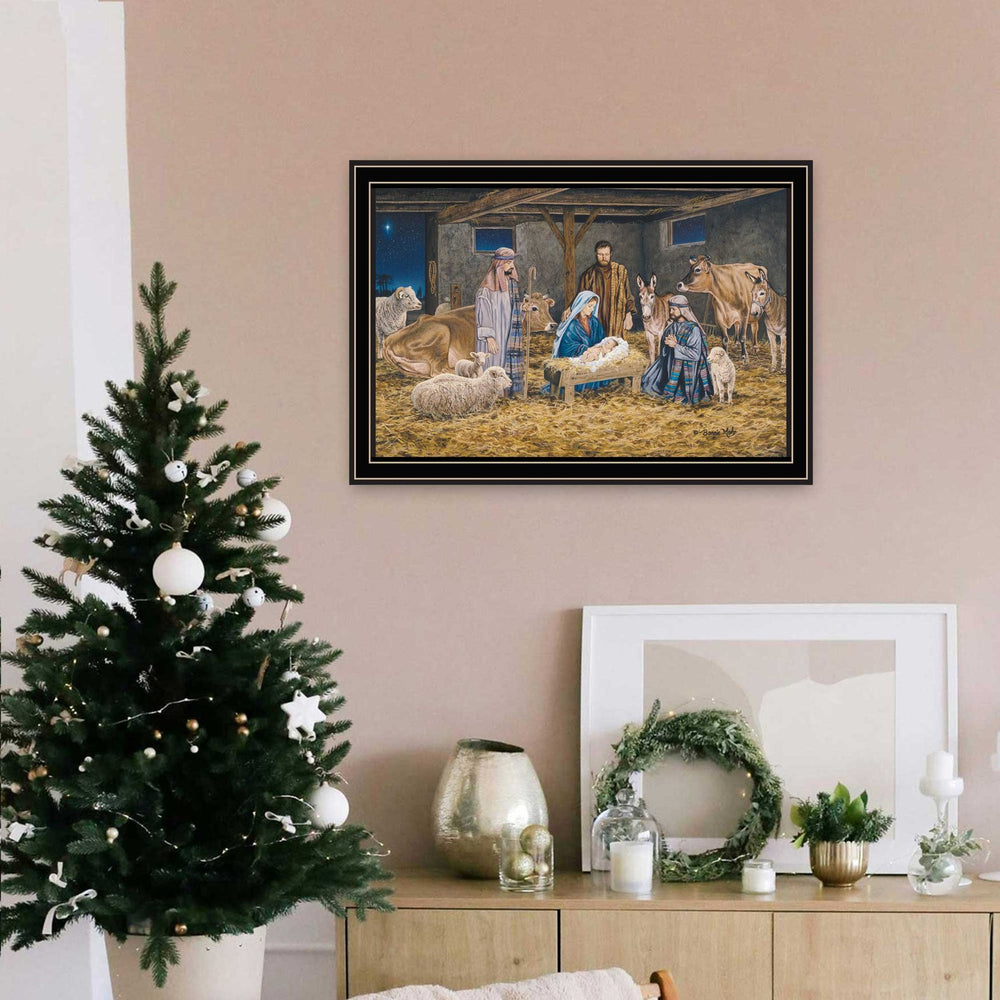 English Elm Trendy Nativity Black Framed Print Bonnie Mohr Faith Art Ready to Hang Home Decor B067P252298