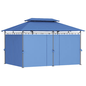 English Elm Outsunny Double Roof Patio Gazebo with Curtains Powder Coated Metal Frame Seats 12 W2225P485583