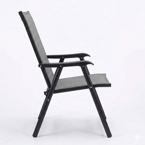English Elm Outdoor Stackable Folding Chairs Set Ergonomic Mesh Back Steel Frame Patio Seating Gray W5159P445934